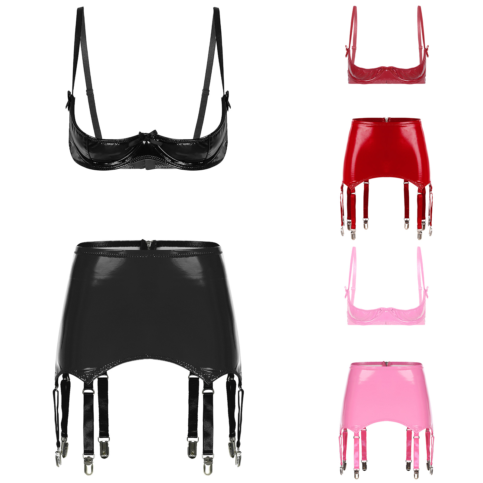 Party Games Couple - Women Wet Look Patent Leather Clubwear