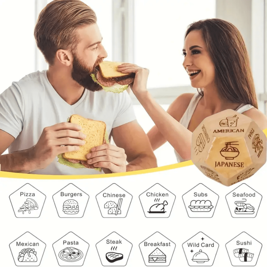 1pc Wooden Food Decision Dice  - Party Games Couple ulasan dan harga